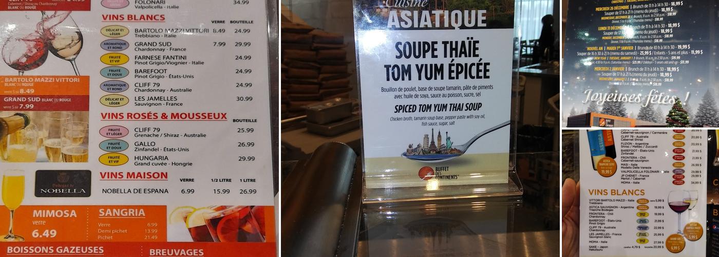 Saveurs des Continents Menu