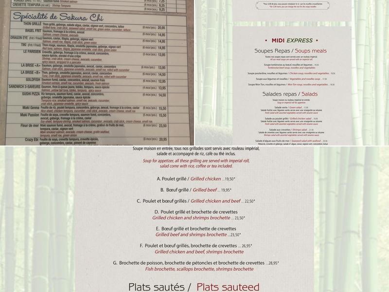 Sakura Chi Menu