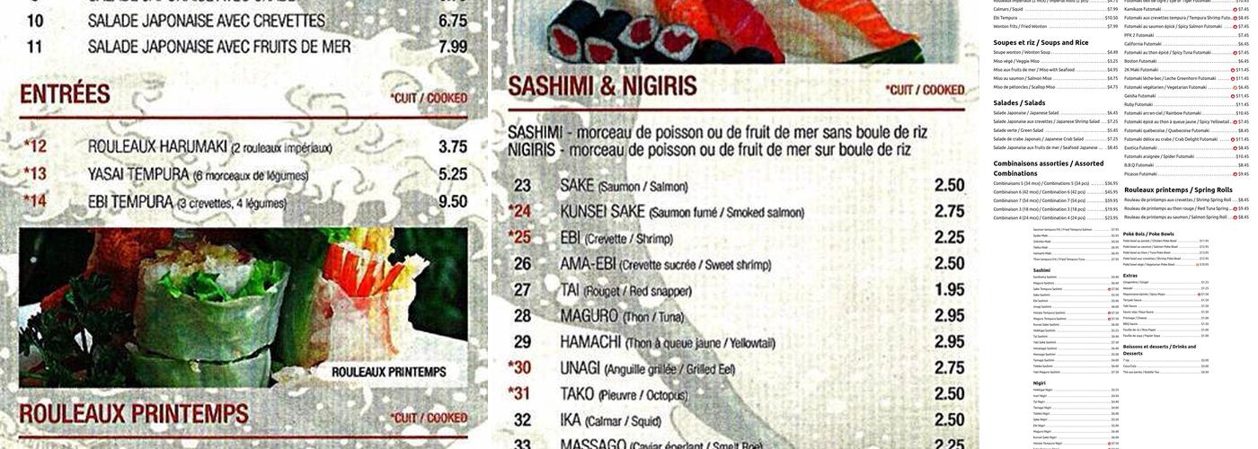 2k Sushi Express Menu
