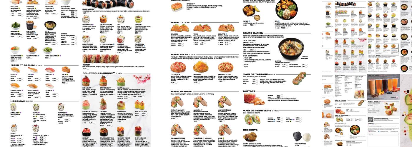 Sushi Shop Menu