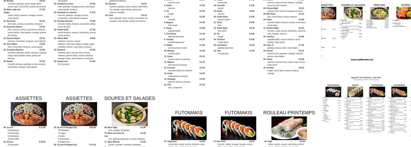 Sushi Hoshimi Menu