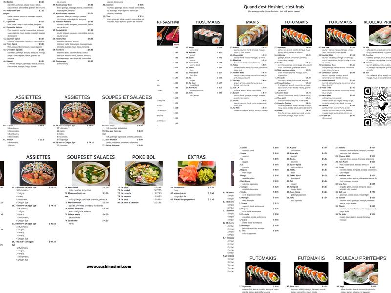Sushi Hoshimi Menu