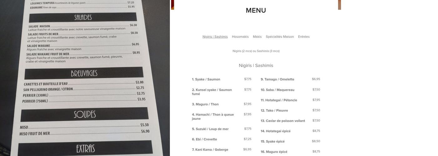 Hiroko Sushi Menu