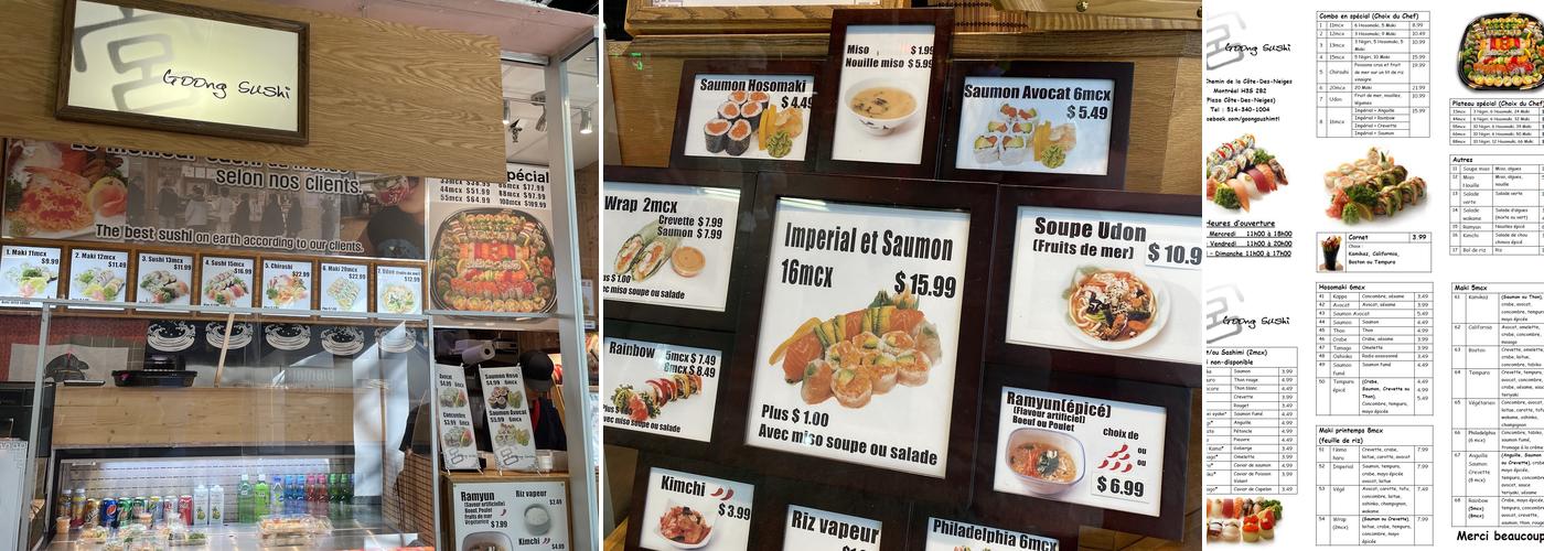 Goong Sushi Restaurant Menu