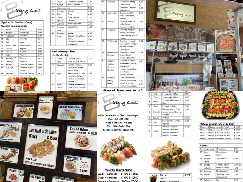 Goong Sushi Restaurant Menu