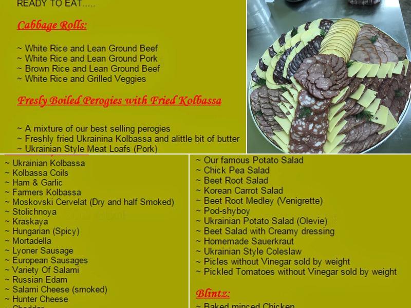 A Taste of Ukraine ~ EuroFood & Deli Menu