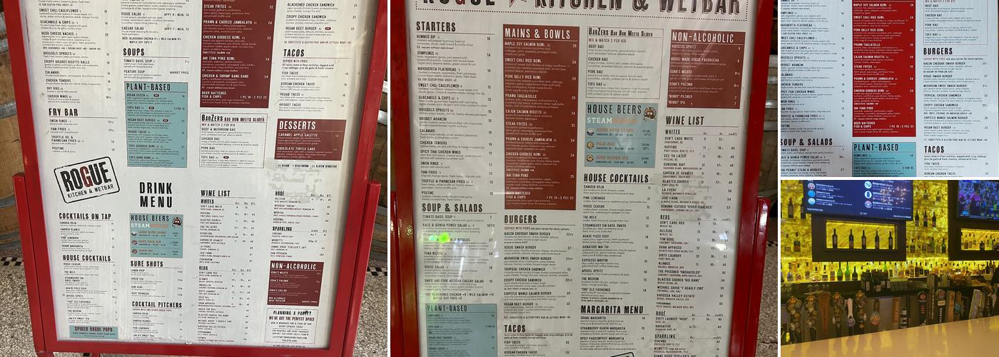 Rogue Kitchen & Wetbar Menu