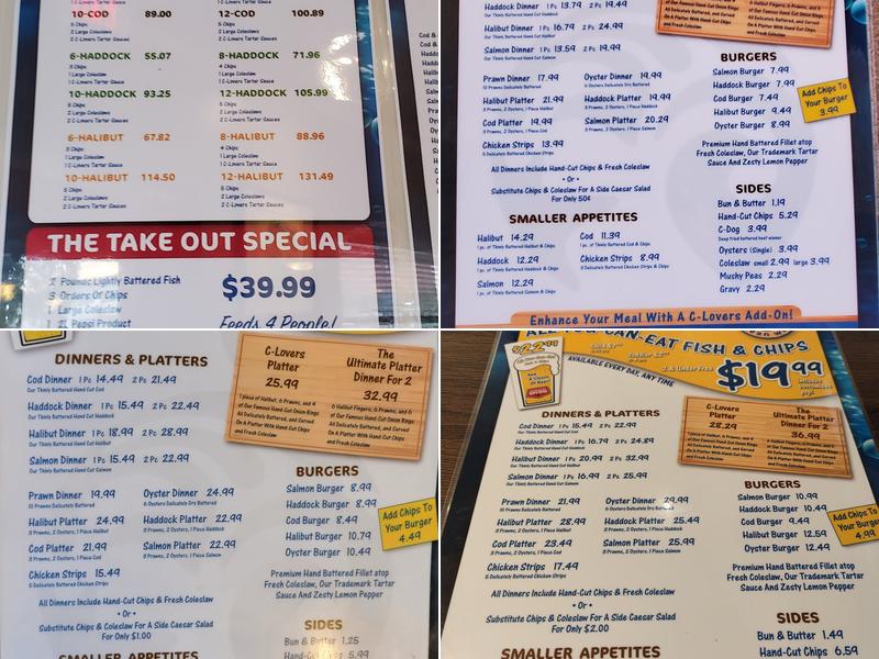 C-Lovers Fish & Chips Menu