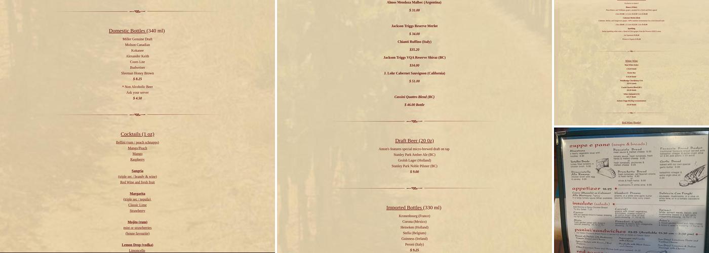 Anton's Pasta Bar Menu