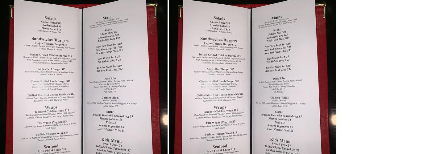 The Jack Rollers Menu