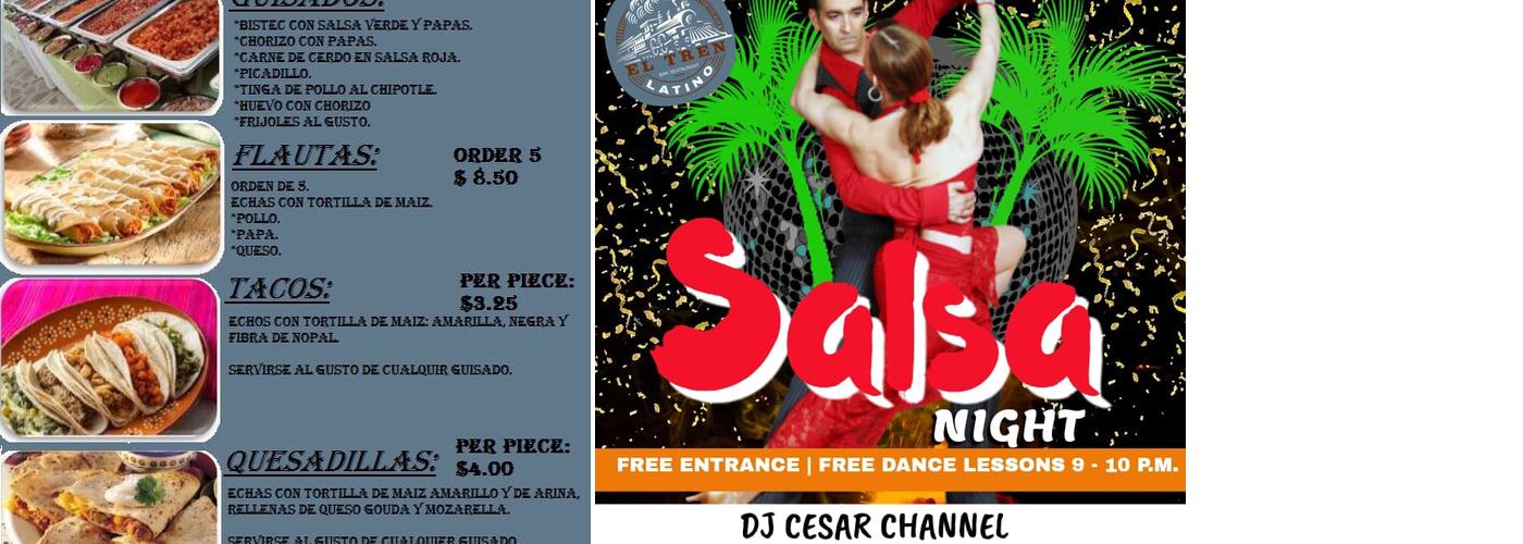 El Tren Latino Menu
