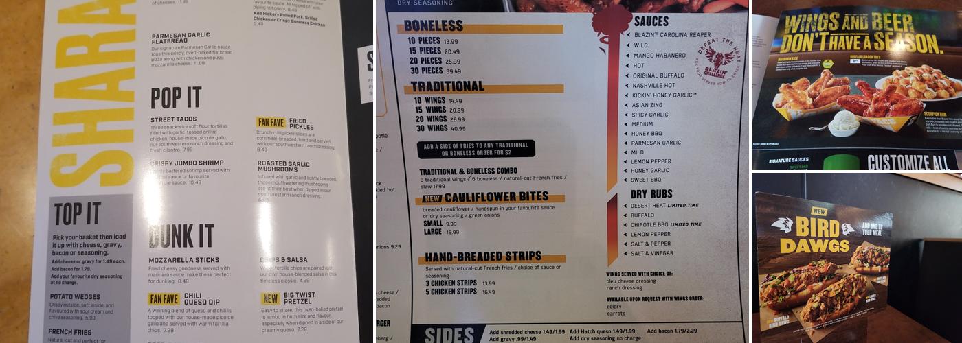 Buffalo Wild Wings Menu