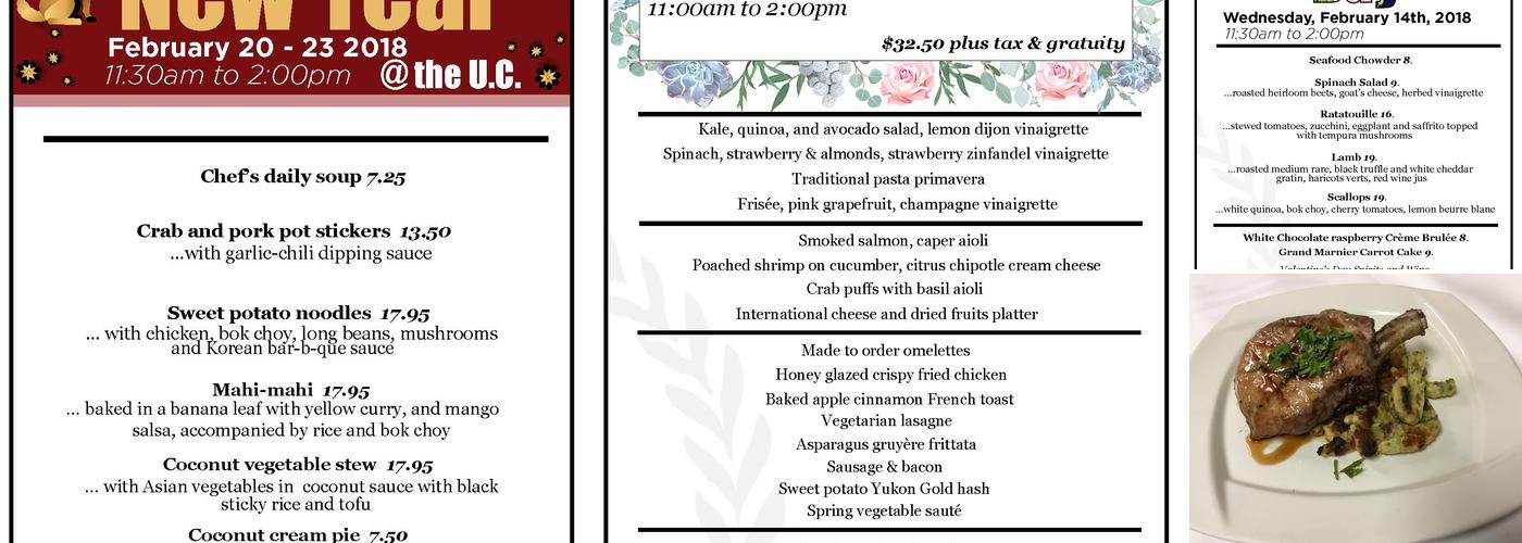 University Club Menu