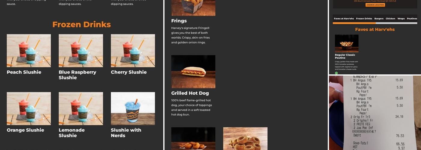 Harvey's Menu
