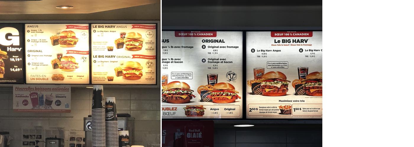 Harvey's Menu