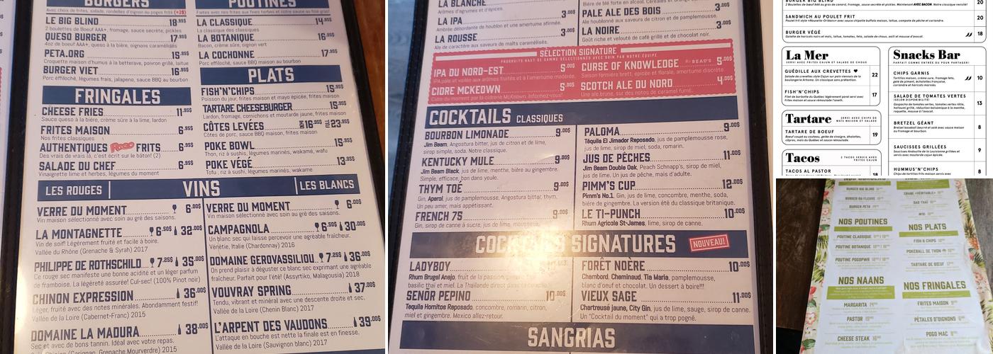 Le Blind Pig Menu