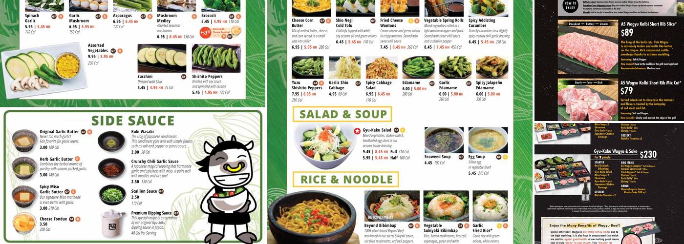 Gyu-Kaku Japanese BBQ Menu
