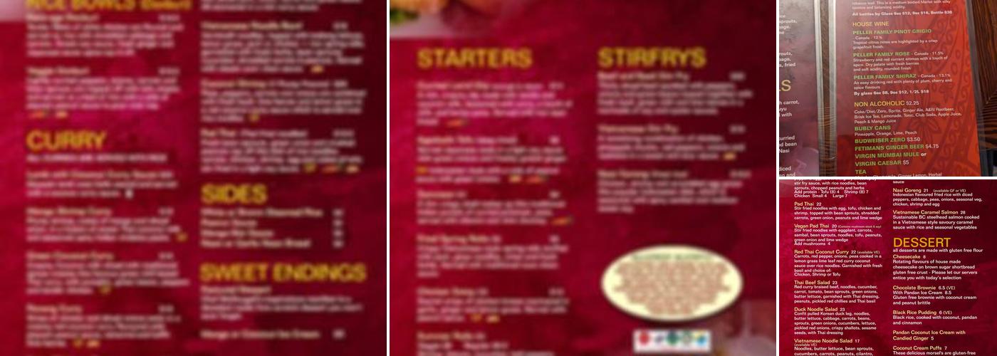 Curry Bowl Menu