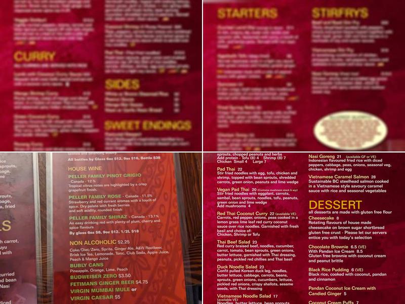 Curry Bowl Menu