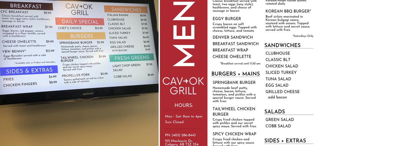 Cav-Ok Grill Ltd Menu