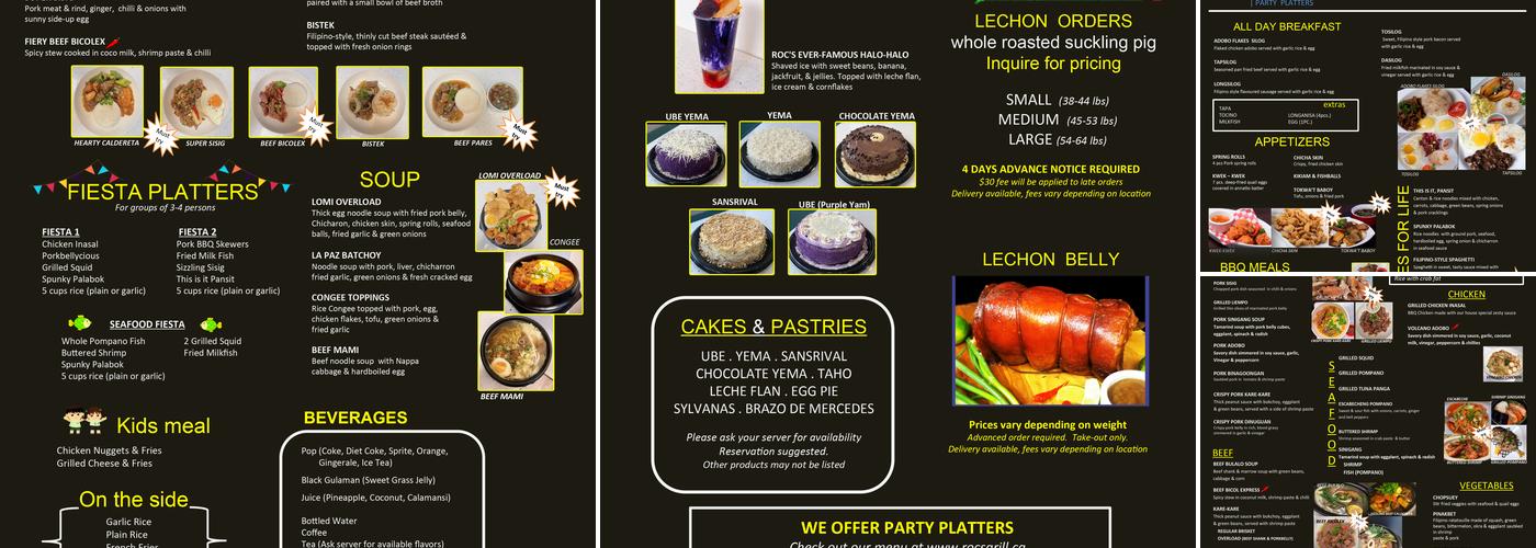 Roc's Menu