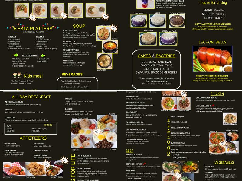 Roc's Menu