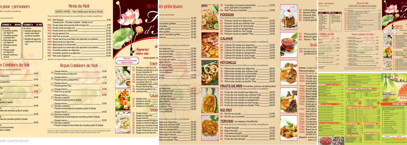 Fleur D'Asie Menu