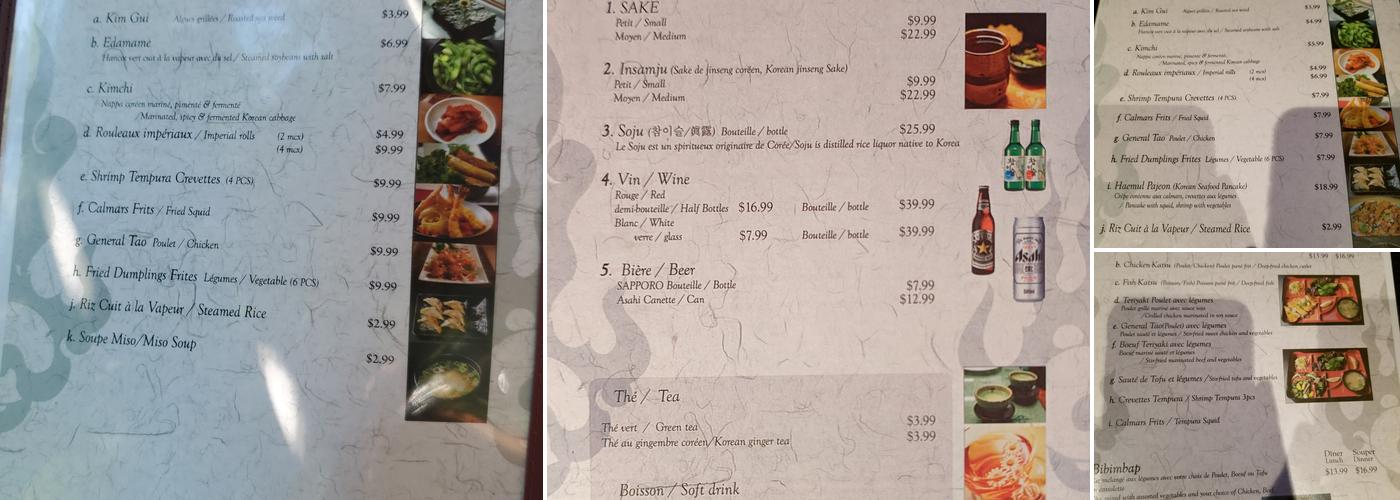 Le Petit Tokebi Menu