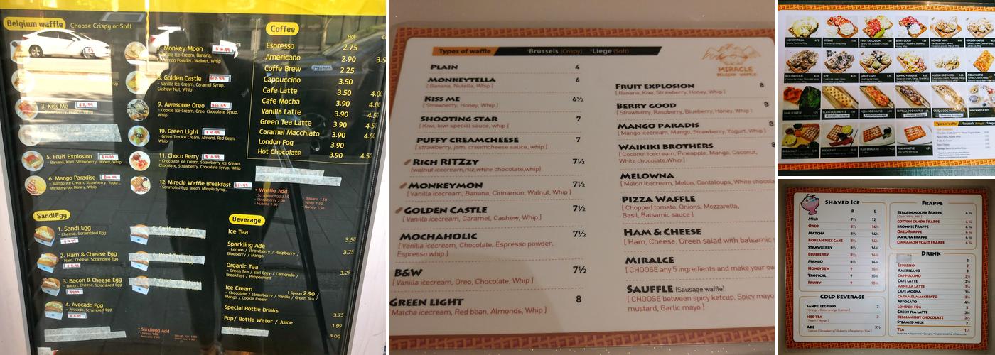Miracle Belgian Waffle Menu