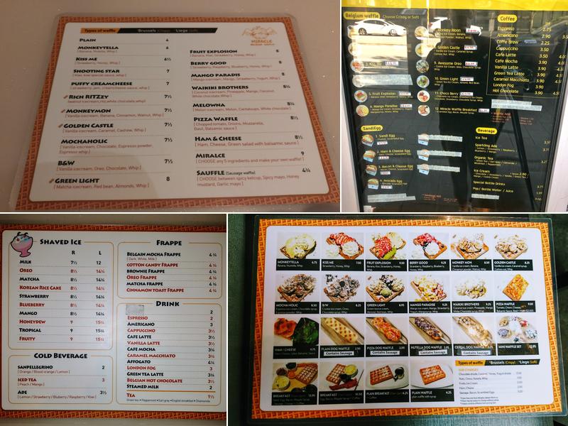 Miracle Belgian Waffle Menu