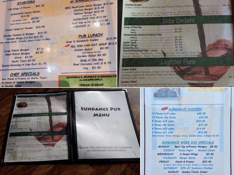 Sundance Pub and Inn Menu