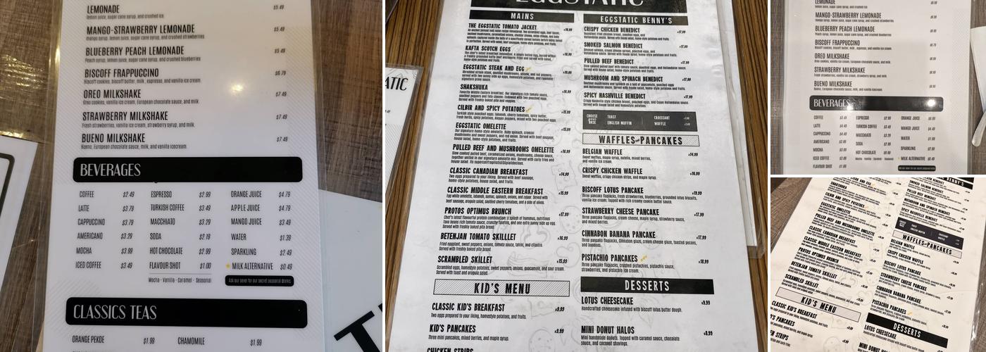 Eggstatic Toronto Menu