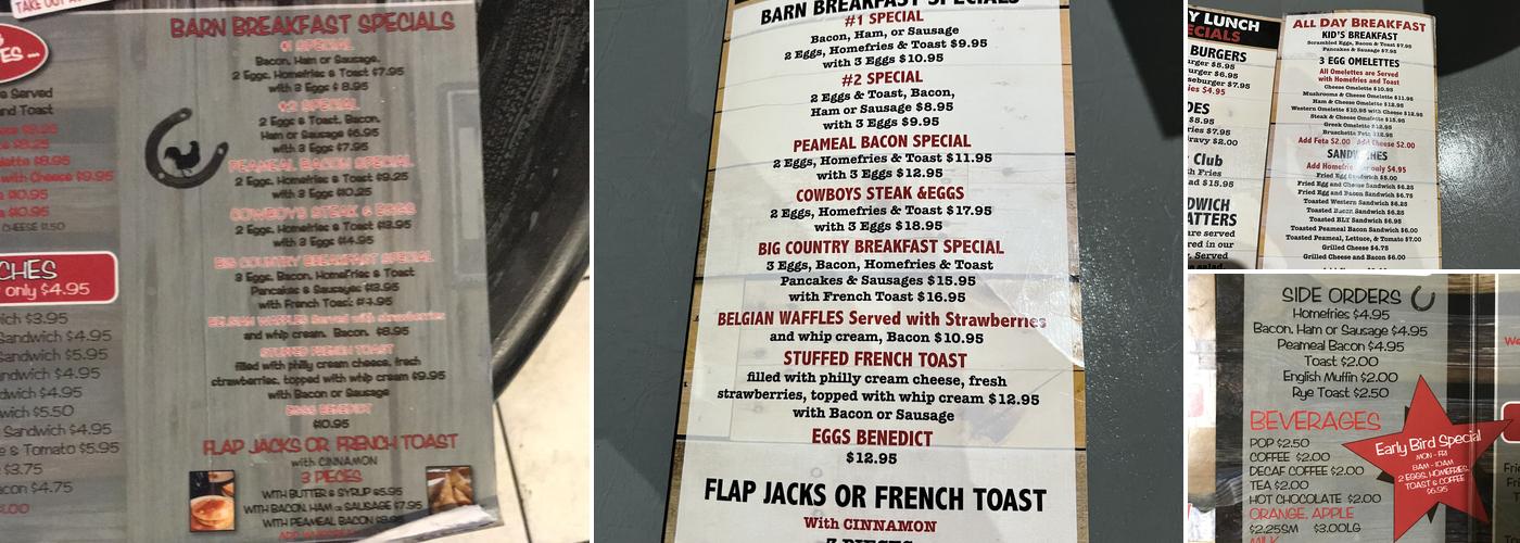 The Breakfast Barn Menu
