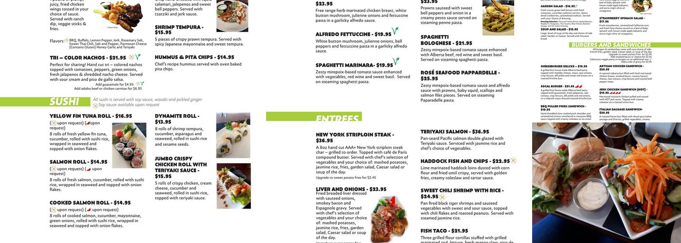 Freeport Food & Drink Menu