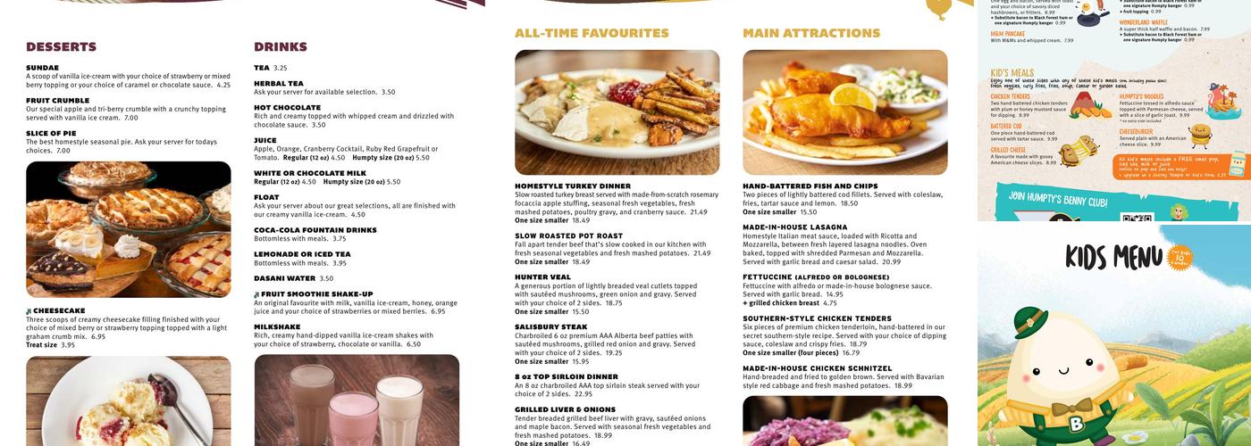 Humpty's Big Plate Diner - Fort Sask. Menu