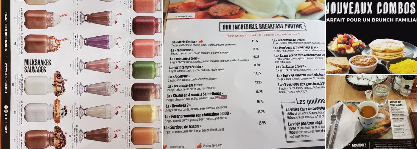 L'Oeufrier DDO Déjeuner et Dîner Menu