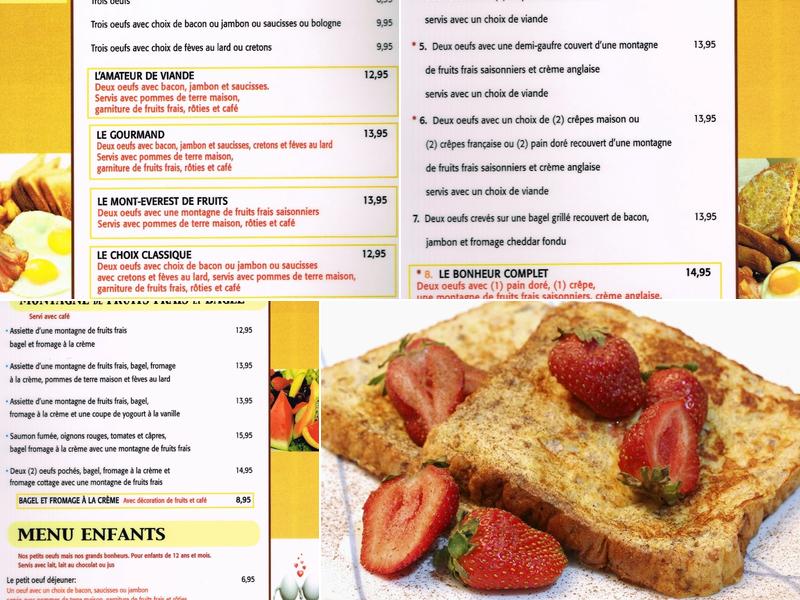 Les Bonheurs de l'Oeuf Menu