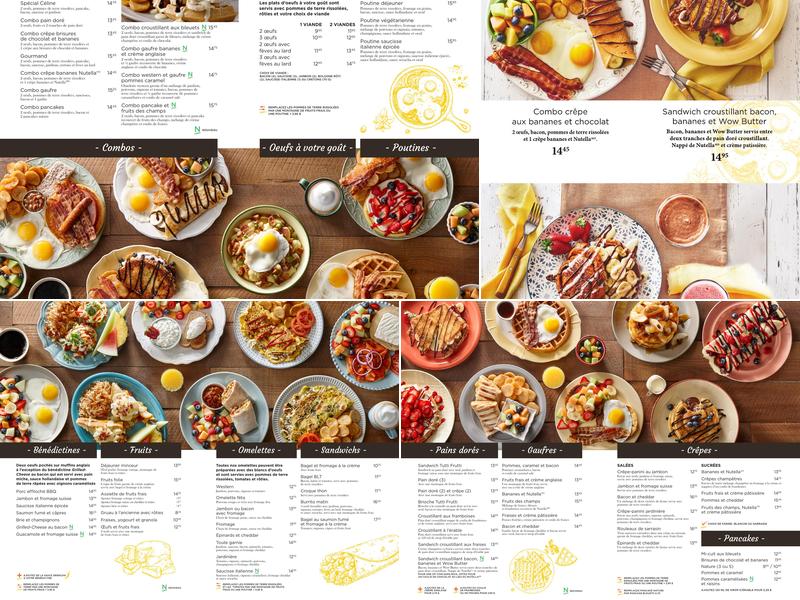 Tutti Frutti déjeuner et diner Menu