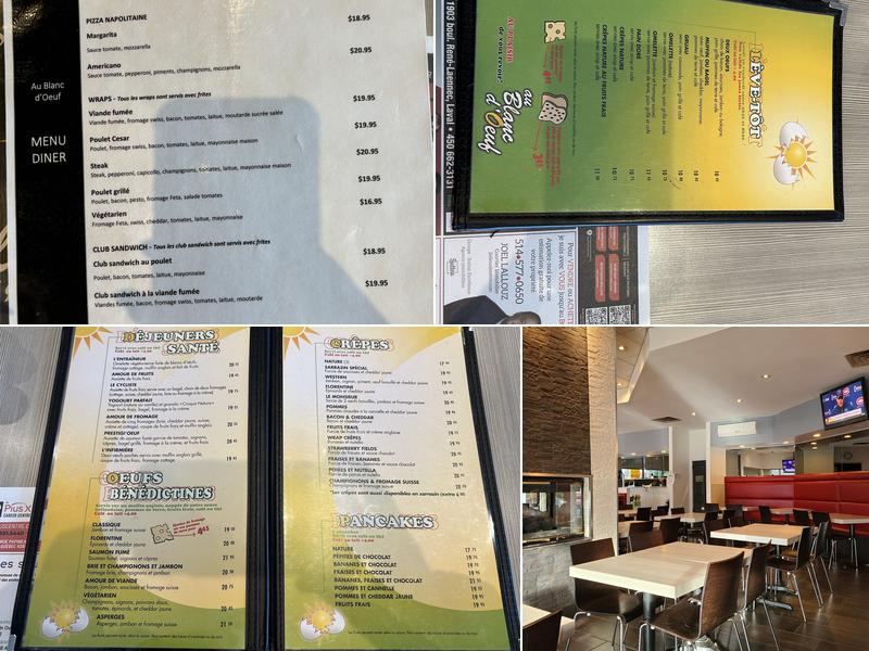 Au Blanc D'Oeuf Menu