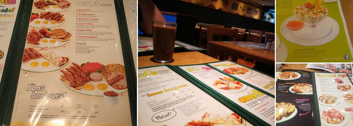 Restaurant Cora Déjeuners et dîners Menu