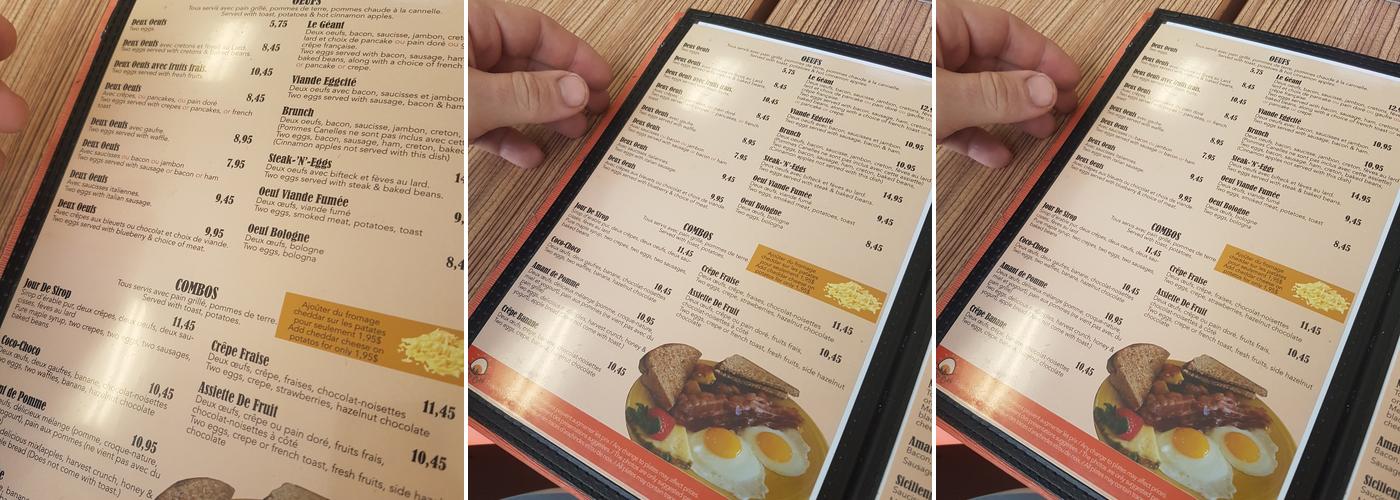 Déjeuner EggCité Menu