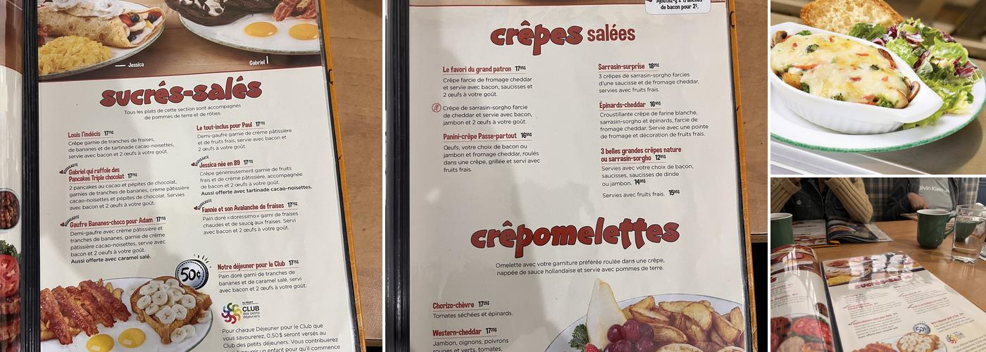 Cora déjeuners Menu