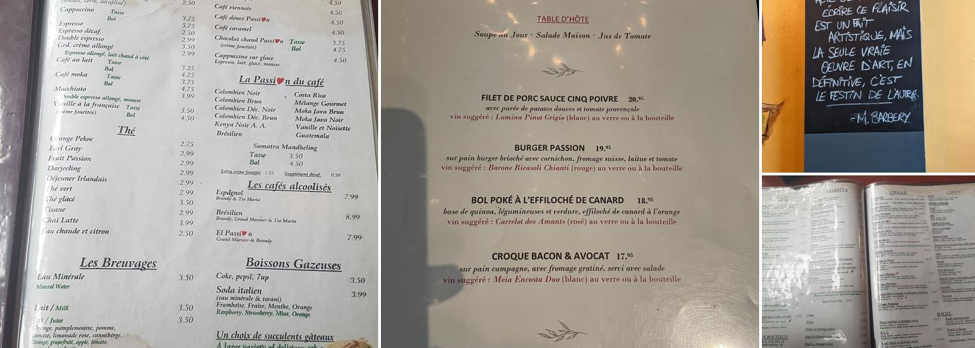 Café Passion Saint-Lambert Menu