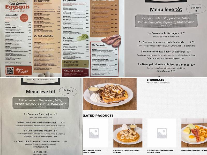 Eggsquis Menu