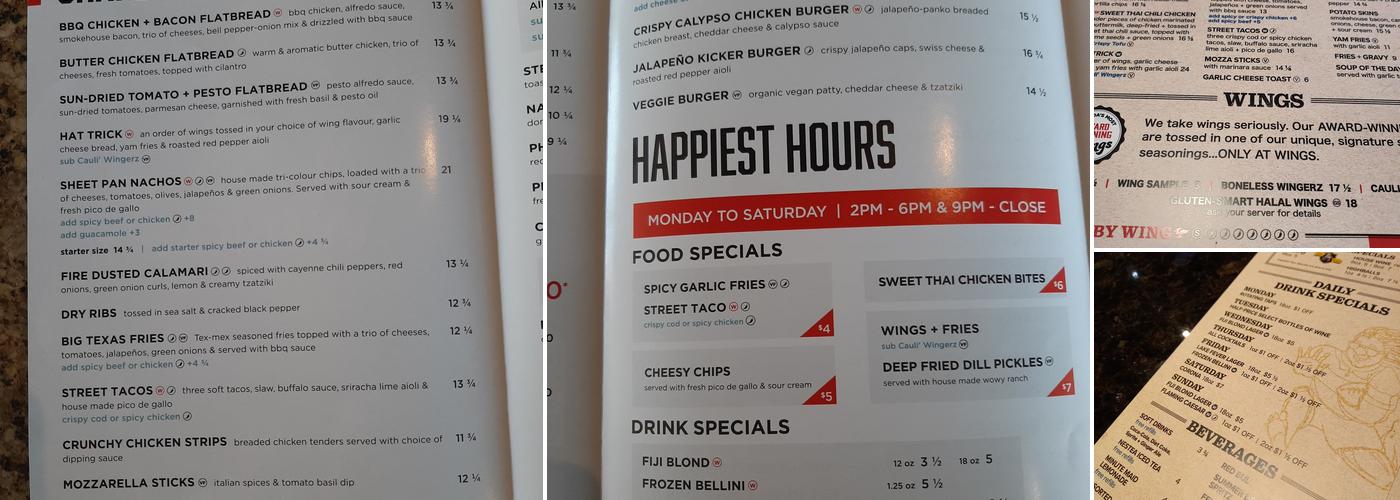 WINGS Coquitlam Menu