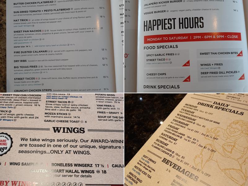 WINGS Coquitlam Menu