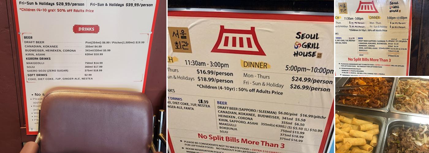 Seoul Grill House Menu