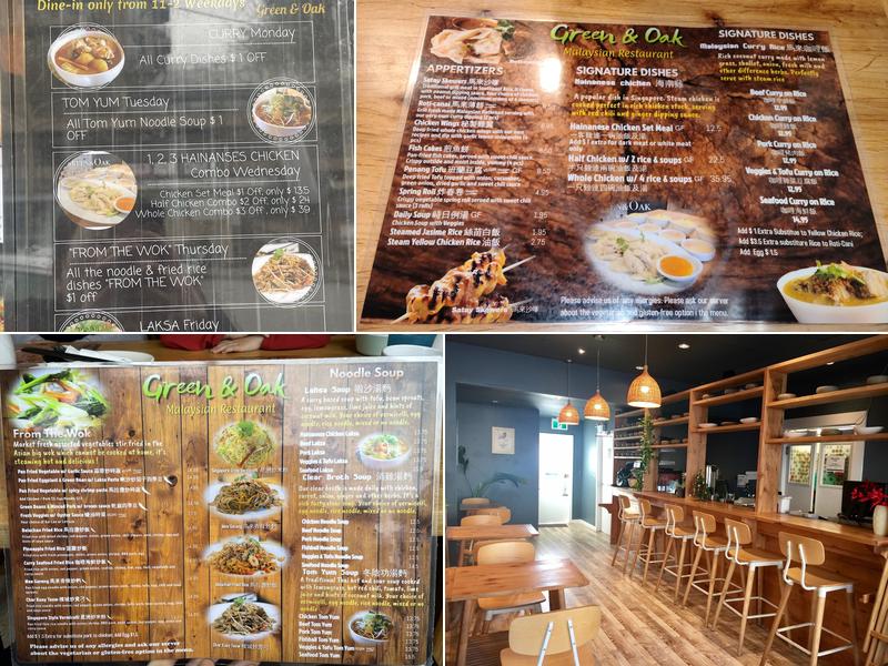 Green & Oak Malaysian Restaurant Menu
