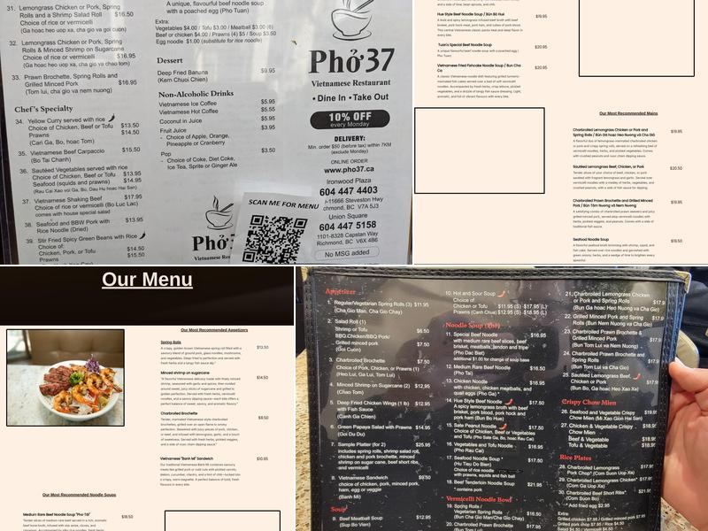 Pho 37 Menu