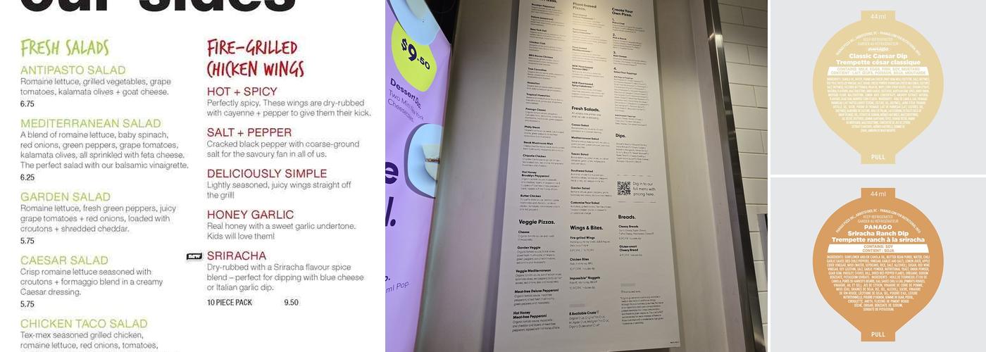 Panago Pizza Menu